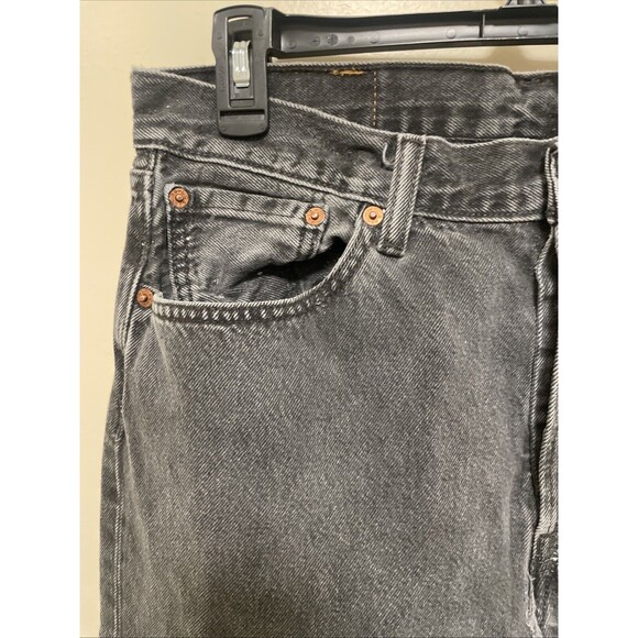 VTG 90s Levis 501 Jeans Mens 34x34 Black Straight Leg Button Fly USA Denim - Picture 3 of 14